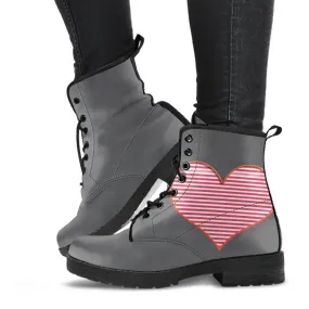 Stylish Boots - Graceful Gray with Love | Handmade Lace Up Boots, Vegan Leather Lace Up Boots Women, Aesthetic Shoes, Sorority Shoes