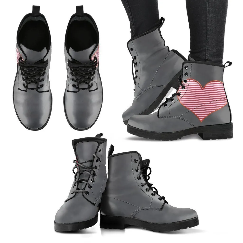 Stylish Boots - Graceful Gray with Love | Handmade Lace Up Boots, Vegan Leather Lace Up Boots Women, Aesthetic Shoes, Sorority Shoes