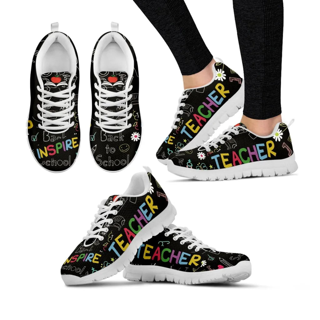 Teacher Print Fashion Black Soft Sole Lightweight Lace-up Shoes Comfortable And Breathable Summer Sneakers Zapatos