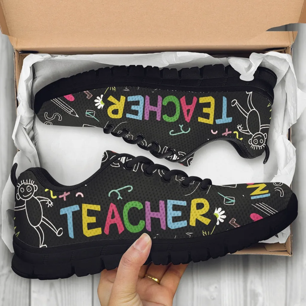 Teacher Print Fashion Black Soft Sole Lightweight Lace-up Shoes Comfortable And Breathable Summer Sneakers Zapatos