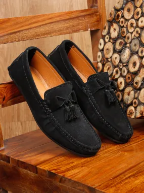 Teakwood Leather Men Solid Round-Toe Black Loafer