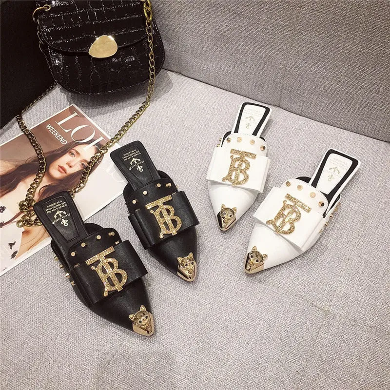 Version Of Rhinestone Flat-bottome Casual Slippers