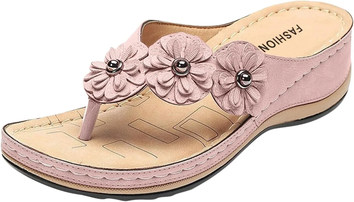 Wedge Sandals for Women Low Heel,Classic Open Toe Sandals with Back Zipper Sparkly Rhinestone Hollow Summer Sandals