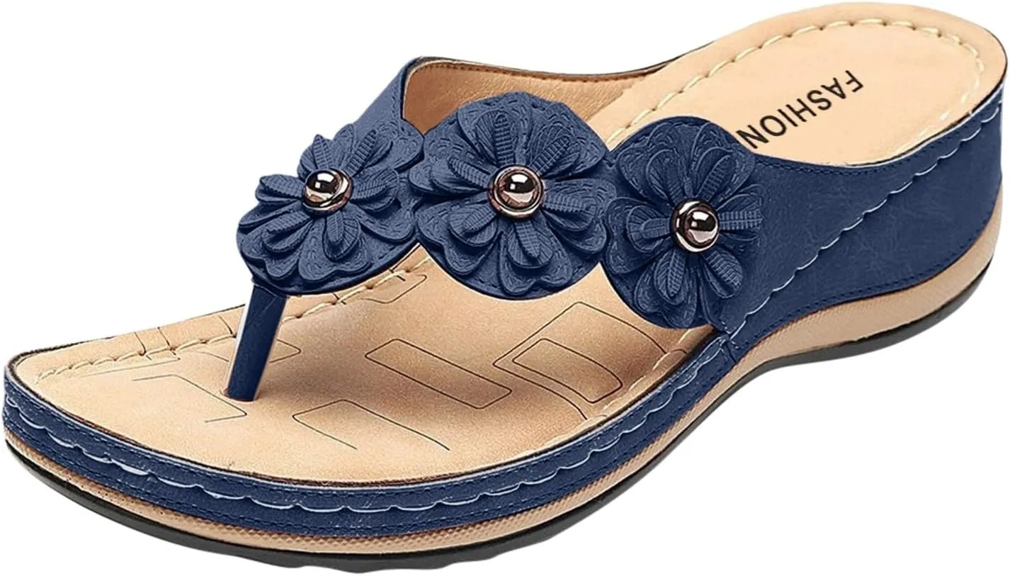 Wedge Sandals for Women Low Heel,Classic Open Toe Sandals with Back Zipper Sparkly Rhinestone Hollow Summer Sandals