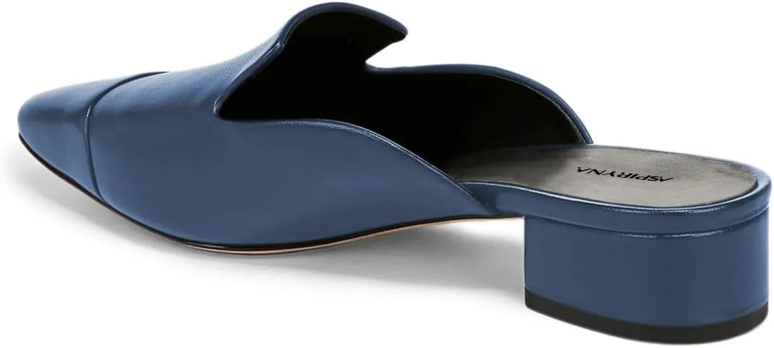 Women Closed Square Cap Toe Slip on Loafer Mules Block Low Heel Backless Fashion Casual Dress Slide Sandals Size 4-16 US