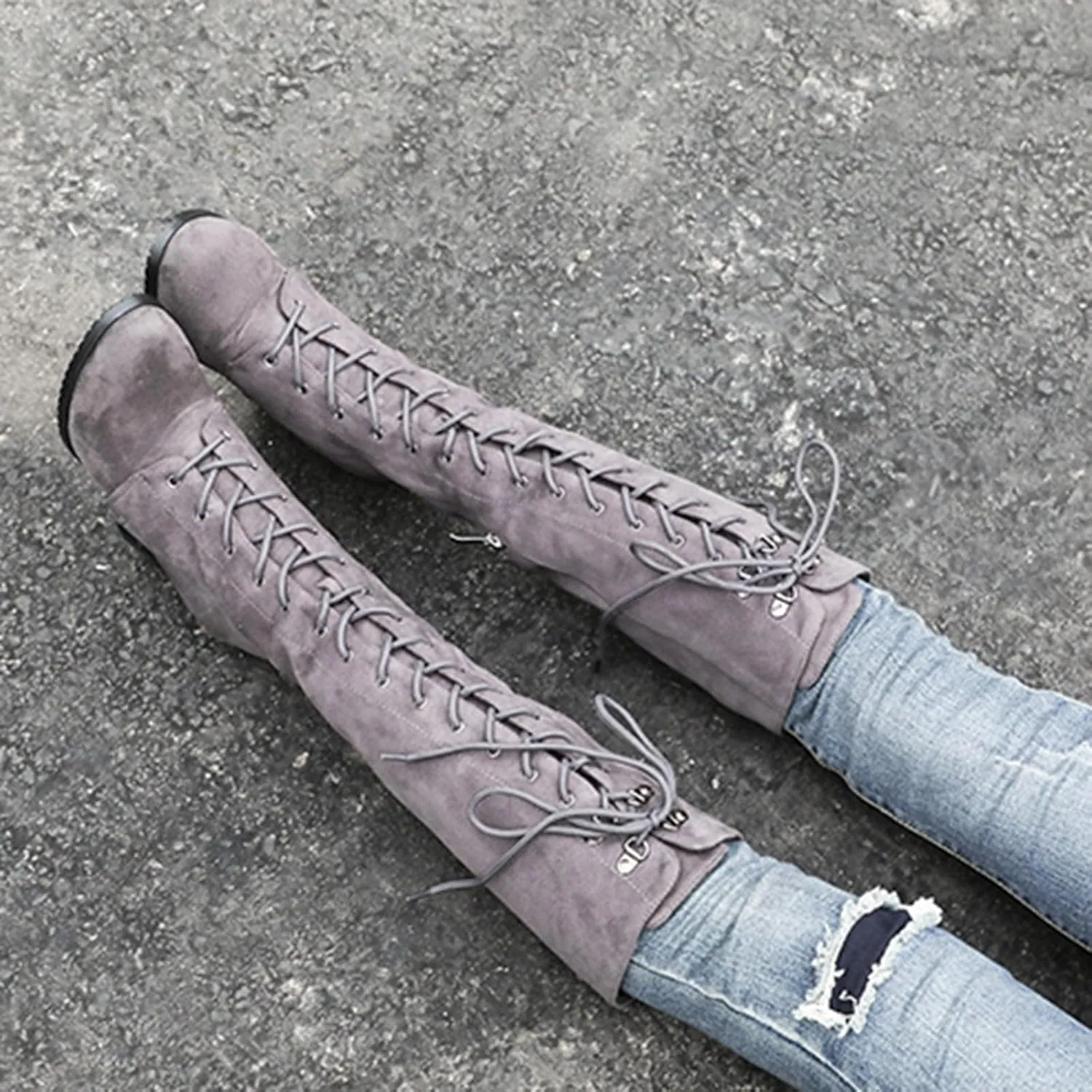 Womens Boots Winter Lace Up Zipper Boots for Women Insulated Warm Durable Leather Knee High Boots Women