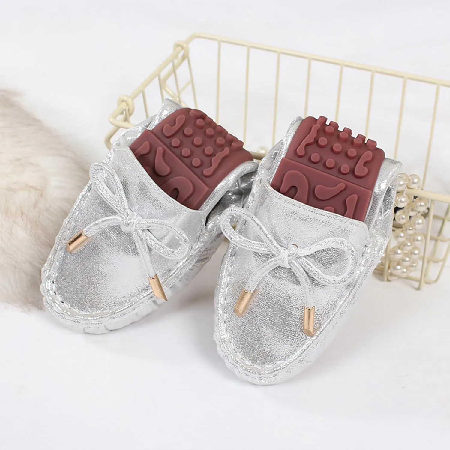Women's Faux Leather Bowknot Round Toe Ballet Flats Shoes Comfort Light Dress Slip-On Flat Shoes Foldable Portable Travel Breathable Mother Nurse Work Shoes