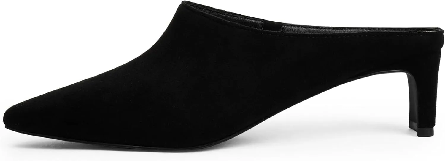 Women's Mule Heels Square Toe Low Chunky Blade Heel Slide on Backless Pumps