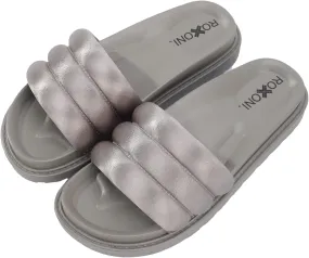 Womens Padded Strap Slide Sandals; Stylish Open Toe Sandals in 4 Fashionable Colors