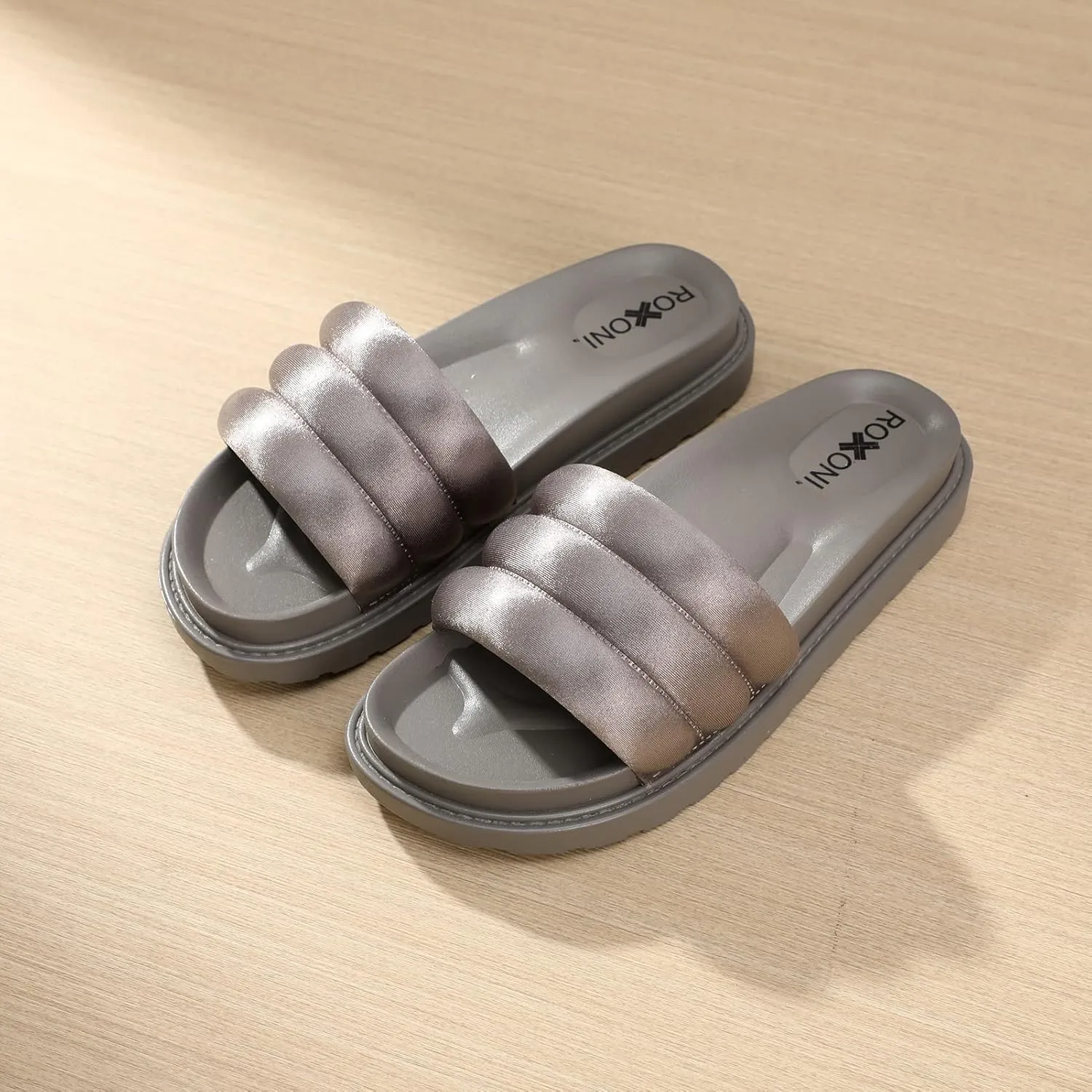 Womens Padded Strap Slide Sandals; Stylish Open Toe Sandals in 4 Fashionable Colors