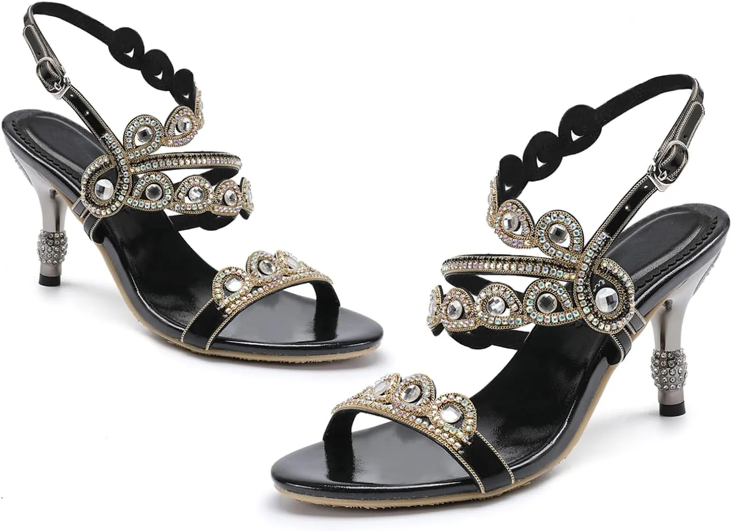 Women's Stylish Glitter Rhinestone Open Toe Party Office Dress Dating Wedding Shopping Stiletto Sandals