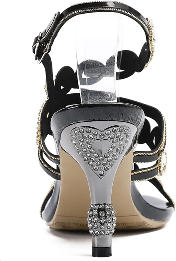 Women's Stylish Glitter Rhinestone Open Toe Party Office Dress Dating Wedding Shopping Stiletto Sandals