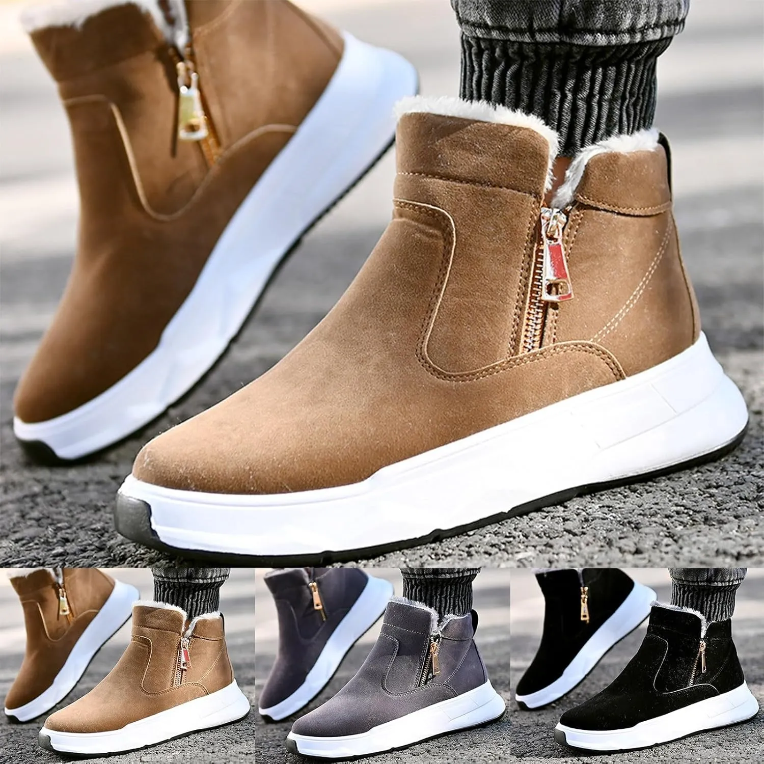 Women's Winter Snow Boots Warm Comfortable Faux Fur Insulated Outdoor Mid Calf Booties Thick Walking Platform Boots